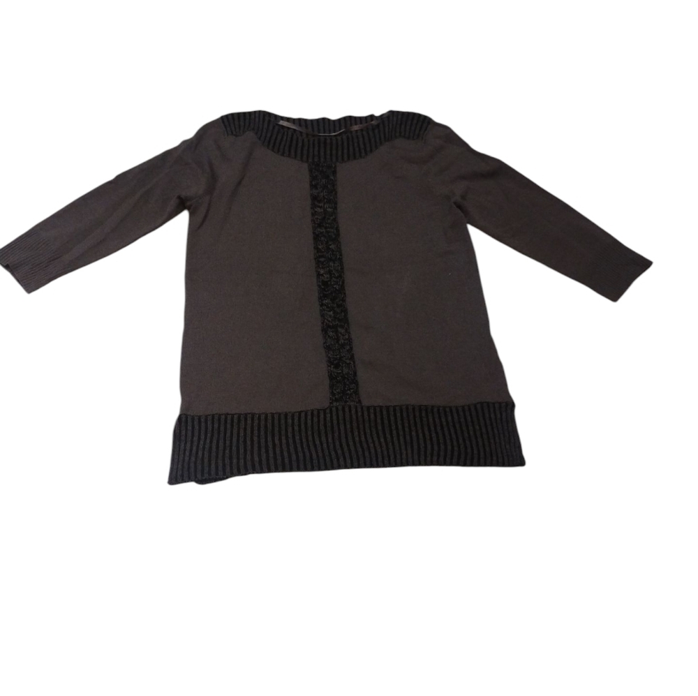 Cable & Gauge Gray, Black Lightweight Sweater SZ M